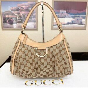 Gucci Shoulder Handbag Canvas/Leather Brown/Beige